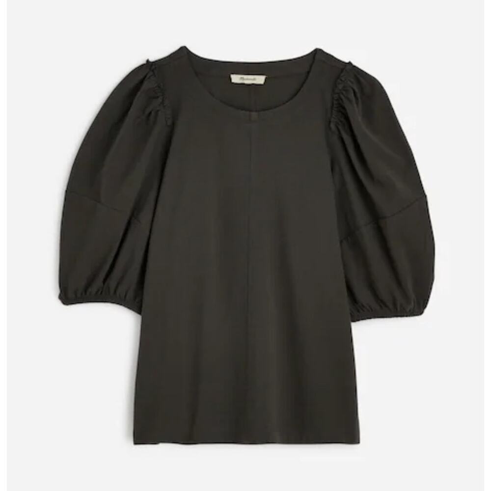 NWOT Madewell Puff-Sleeve Tee In Dark Surplus Size XXS